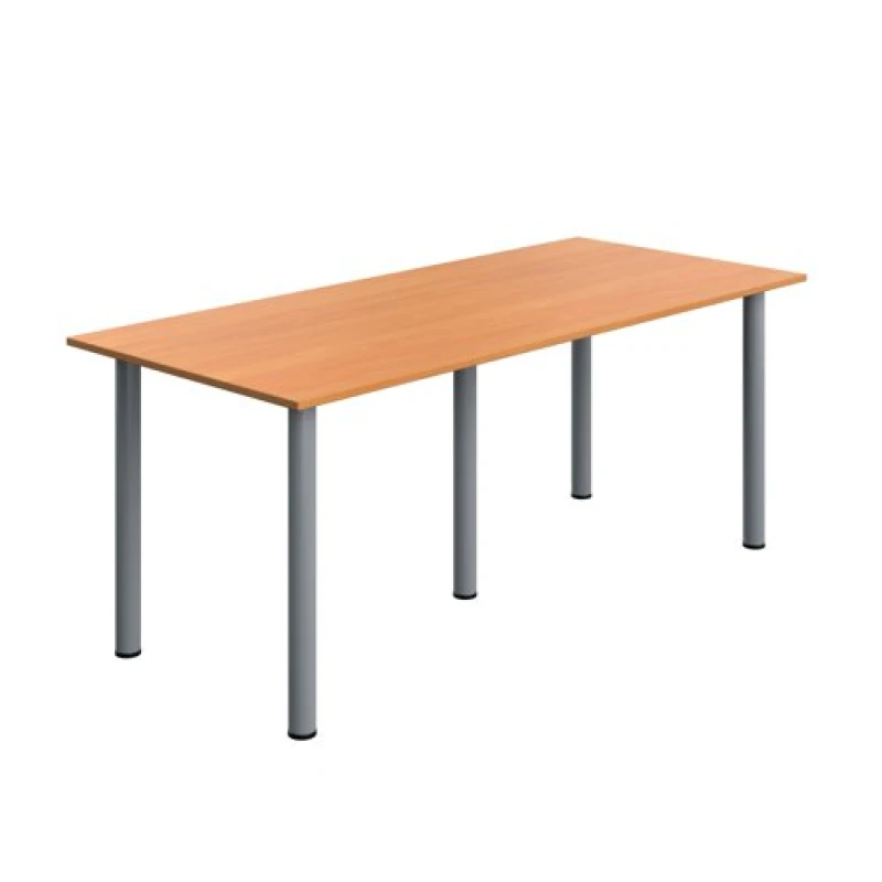 Image of Serrion Pole Leg Rectangular Table 1800x800x730mm Beech/Silver KF800238