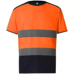 Image of Yoko Mens Two Tone Hi-Vis T-Shirt (5XL) (Orange/Navy) - Orange/Navy