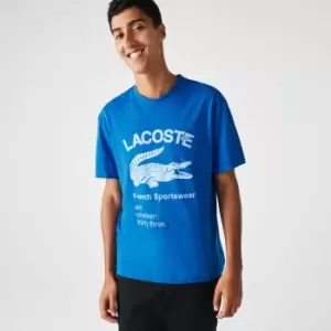 Image of Mens Lacoste Relaxed Fit Crocodile T-Shirt Size 4 - M Blue