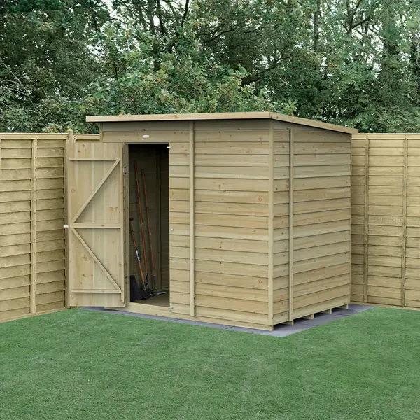Image of 7' x 5' Forest 4Life 25yr Guarantee Overlap Pressure Treated Windowless Pent Wooden Shed (2.26m x 1.7m)
