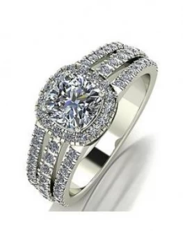 Image of Moissanite 9Ct White Gold 2Ct Equivalent Cushion Centre Solitaire Ring