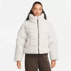 Image of Nike W Nsw Therma-Fit City Sherpa Jacket, Light Bone/Black/White, Female, Jackets & Outerwear, DQ6869-072
