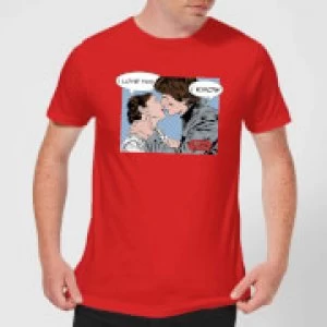 Image of Star Wars Leia Han Solo Love Mens T-Shirt - Red - XXL