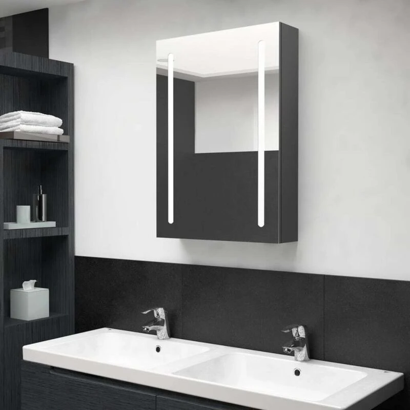 Image of VIDAXL LED Bathroom Mirror Cabinet Grey 50x13x70cm Vidaxl 8720286332603