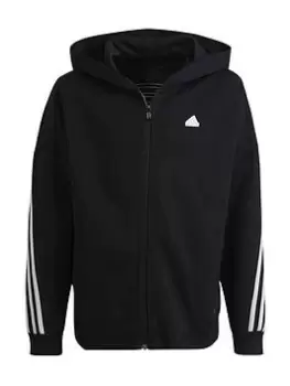Image of Adidas Sportswear Junior Boys Future Icons 3 Stripe Full Zip Hoodie - Black