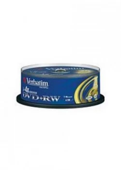 Image of Verbatim DVD+RW 4.7GB 4x Matt Silver Spindle 25 Pack