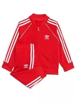 Image of Boys, adidas Originals Infant Unisex Superstar Tracksuit - Red/White, Size 3-6 Months