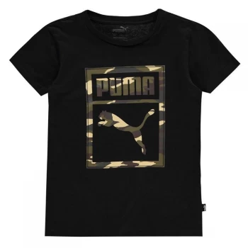 Image of Puma Box QT T Shirt Junior Boys - Black/Camo