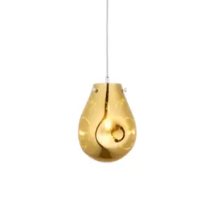 Image of Perugia Single Pendant Ceiling Lamp, Gold Metallic Glass, Chrome Plate