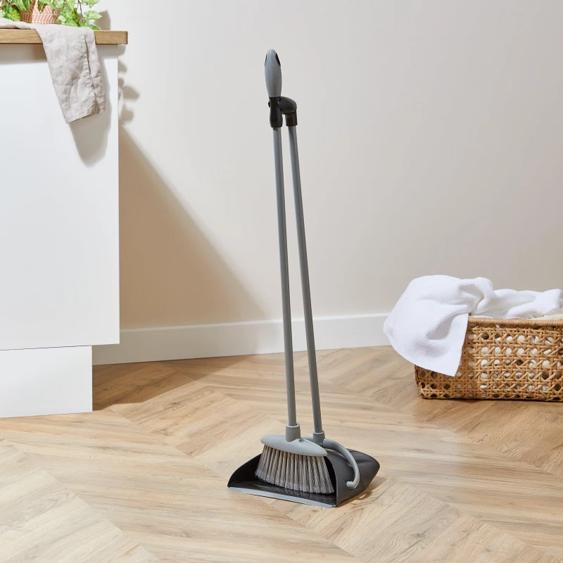 Image of Homelife Dustpan & Brush - Grey Grey One Size