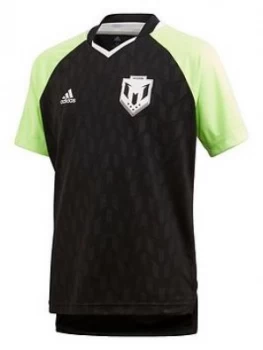 Image of Boys, adidas Messi Icon Tee, Black/Green, Size 5-6 Years