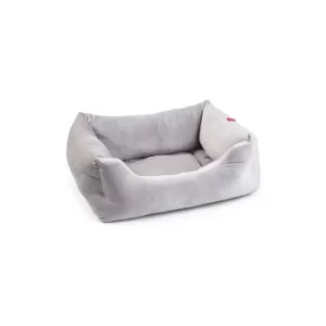 Image of Silver Grey Velour Square Pet Bed