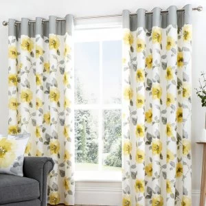 Image of Fusion Adriana Lined Eyelet Curtains - Ochre