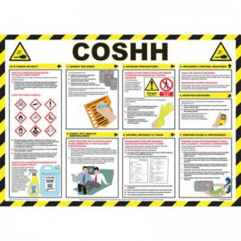 Image of Safety First Aid COSHH Laminated Guidance Poster A2 - A704