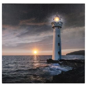 Image of Sunset LED Lighthouse Canvas