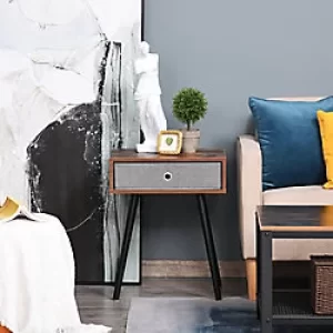 Image of Homcom Nightstand with Removable Fabric Drawer Brown and Black 480 x 61 x 610 mm