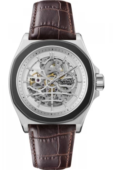 Image of Mens Ingersoll I09307 The Orville Automatic Brown Strap Wristwatch Colour - Silver Tone