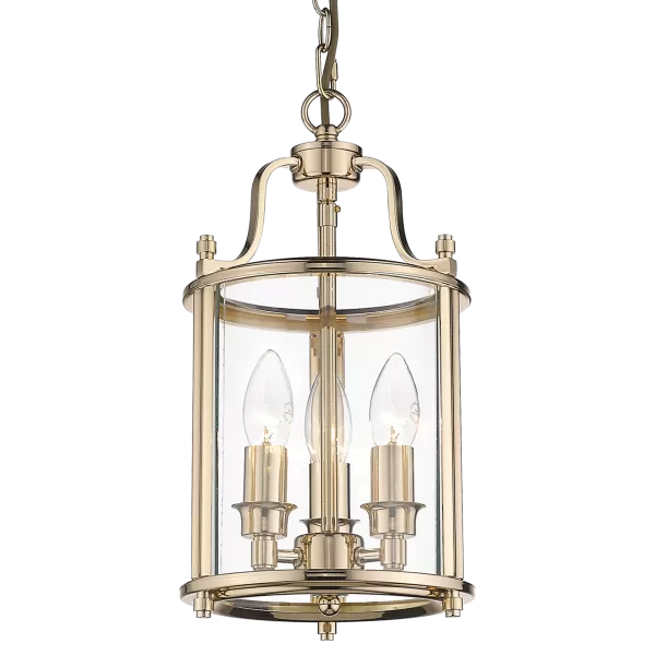 Image of New York 3 Light Lanterns Pendant Ceiling Light Gold, E14