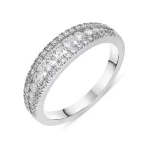 Image of 18ct White Gold Diamond Three Row Claw Set Graduating Ring