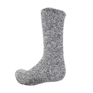 Image of FLOSO Mens Warm Slipper Socks With Rubber Non Slip Grip (7-11 UK) (Grey)