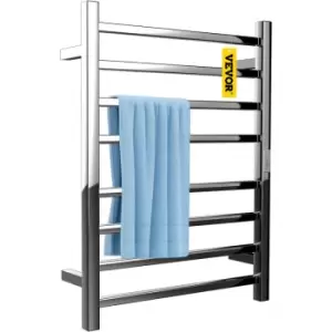 Image of VEVOR Heated Towel Rack, 8 Bars Design, Mirror Polished Stainless Steel Electric Towel Warmer with Built-In Timer, Wall-Mounted for Bathroom,