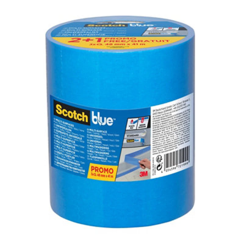 Image of Scotch ScotchBlue Multi Surface Masking Tape 48mmx41m (Pack of 3) 7100297338 7100297338