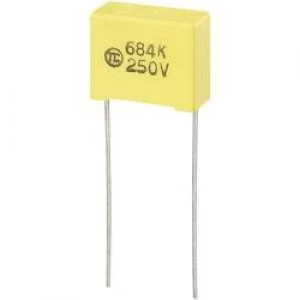Image of MKS thin film capacitor Radial lead 0.68 uF 250 Vdc 5 15mm L x W x H 18 x 8.5 x 14.5mm