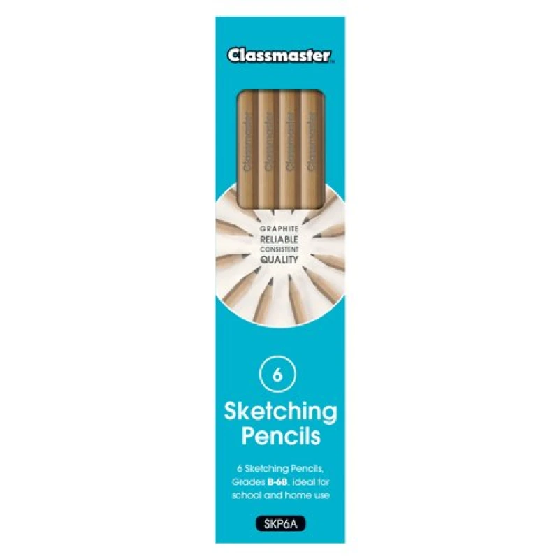 Image of Classmaster Graphite Sketching Pencils Assorted Grades (Pack of 6) SKP6A