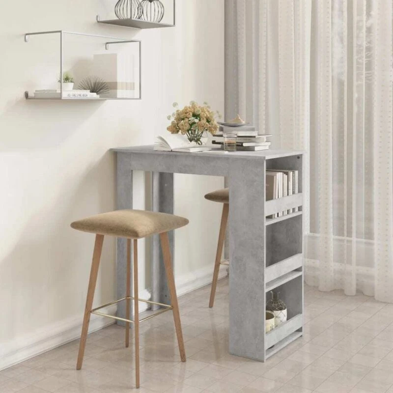 Image of VIDAXL Vidaxl - Bar Table with Storage Rack Concrete Grey 102x50x103.5cm 8720286834275