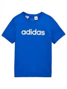 Image of Adidas Youth Boys Essentials Linear Tee - Blue