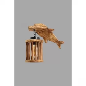 Image of Bal?k yan?k kafes ba?l?kl? aplik Brown Wall Lamp