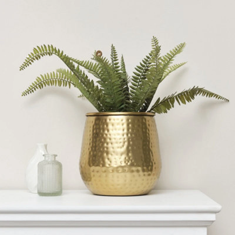 Image of Melody Maison Gold Hammered Metal Planter 20cm X 20cm Gold