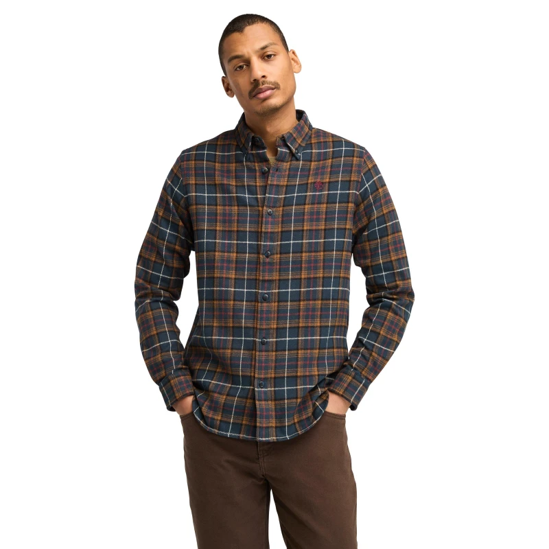 Image of Timberland Timberland Midweight Flannel Check Shirt Dark - Blue Blue S