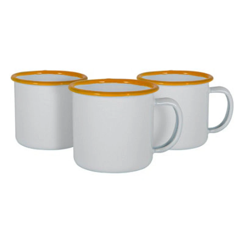 Image of Argon Tableware White Enamel Espresso Cups - 130ml - Yellow - Pack Of 6