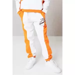 Image of I Saw It First Orange Girls Track Embroidered Heavyweight Fleeceback Stirrup Joggers - Orange