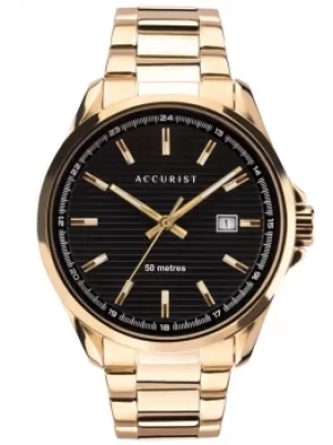 Image of Accurist Mens Contemporary Gold Plated Black Patterned Date Dial...