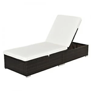 Image of Outsunny Rattan Lounger 01-0230 Brown, Cream-White