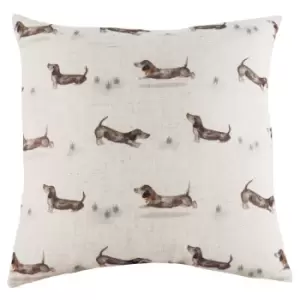 Image of Oakwood Dogs Repeat Square Cushion Multicolour