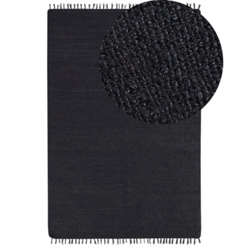 Image of Beliani Rug Sinankoy Black 200 X 300 Cm Jute