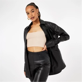 Image of Firetrap PU Shacket - Black