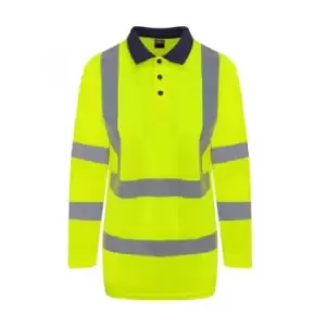 Image of PRO RTX High Visibility Mens Long Sleeve Polo Shirt (L) (Yellow/Navy)