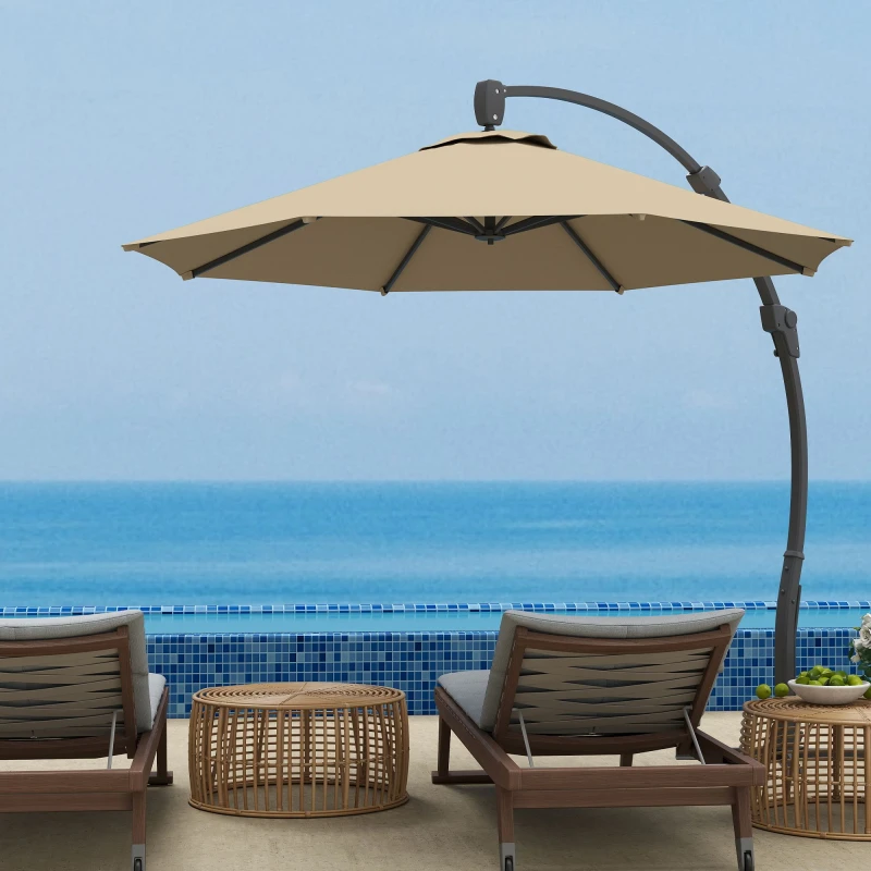 Image of Outsunny 3(m) Garden Cantilever Parasol with Crank Aluminium Frame - Khaki TJ Hughes 5063603823792