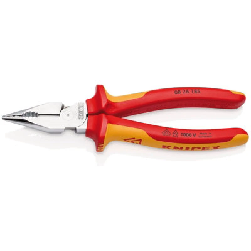 Image of Draper Knipex 08 26 185 Sb Needle-Nose Combination Pliers Insulated With Multi-Component Grips, 185mm 13185