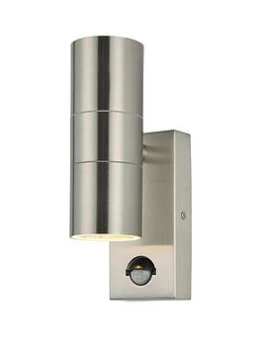 Image of Camden 2 Light Up And Down Wall Light With Pir Sensor - Brushed Stainless Steel