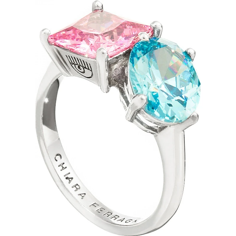 Image of Chiara Ferragni Womens Rainbow Stackable Stack Rings - Multi Female 14