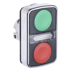 Image of Schneider Electric Double Flush, Flush Illuminated Green, Red - Green, I/O, Red, Harmony XB4 Series, 22mm Cutout, Round