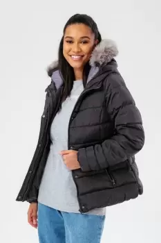 Image of Scribble Label Fitted Puffer Jacket