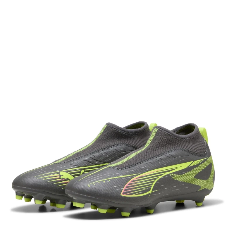 Image of Puma Ultra 5+ Match Firm Ground Football Boots Juniors Silver/Yellow male 3 (35.5)