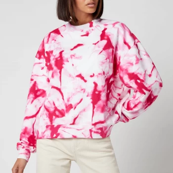 Image of Calvin Klein Jeans Womens Marble AOP Crew Neck - Cerise Marble AOP - S
