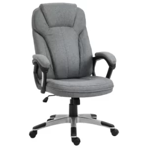 Image of Vinsetto Office Chair Linen Padded Ergonomic Office Chair w/ Swivel Adjustable Seat High Back Armrests Headrest Stylish Work Seat Rocking Grey